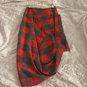 Vivienne Westwood Draped Plaid Red and Black Women's Skirt